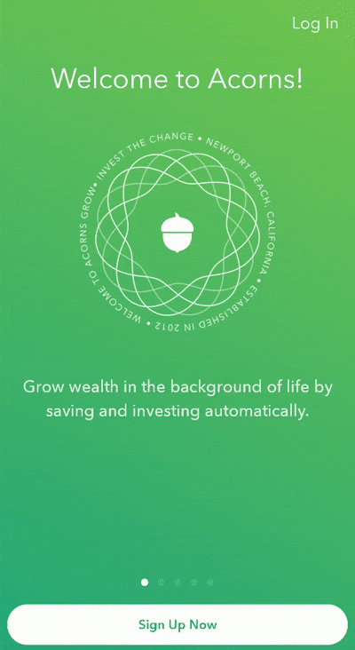 Acorns full screen takeover