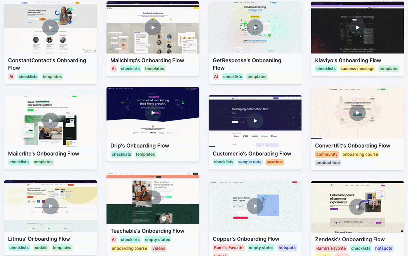 Our user onboarding flow swipe file