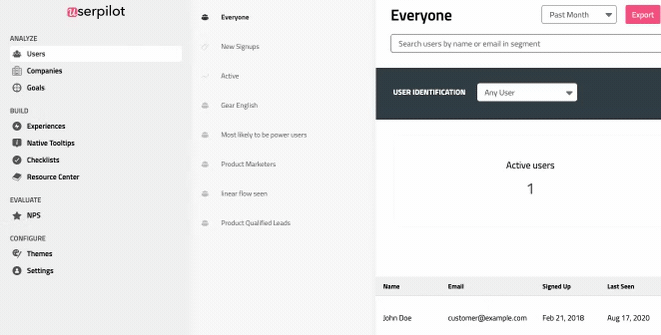 gif of userpilot tool