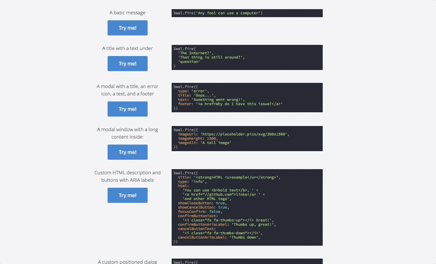 modal windows opensource plugin sweetalert