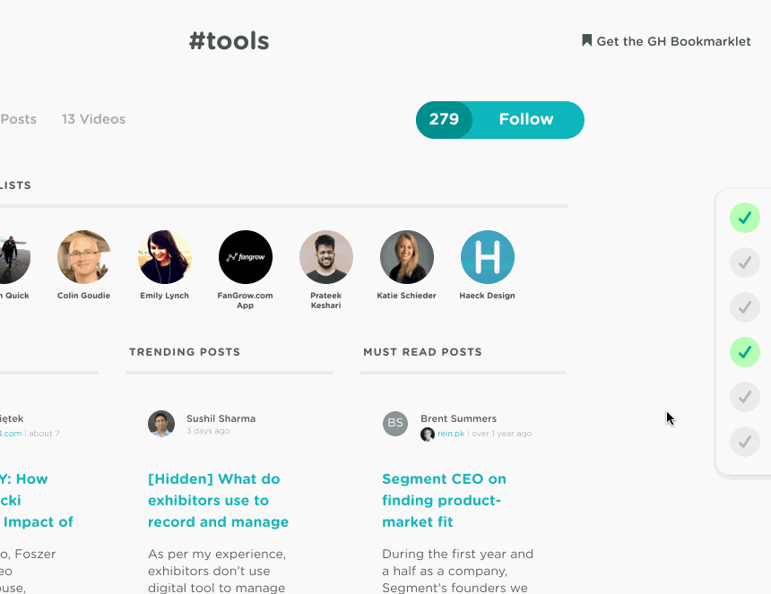 user onboarding animated checklist from growth hackers