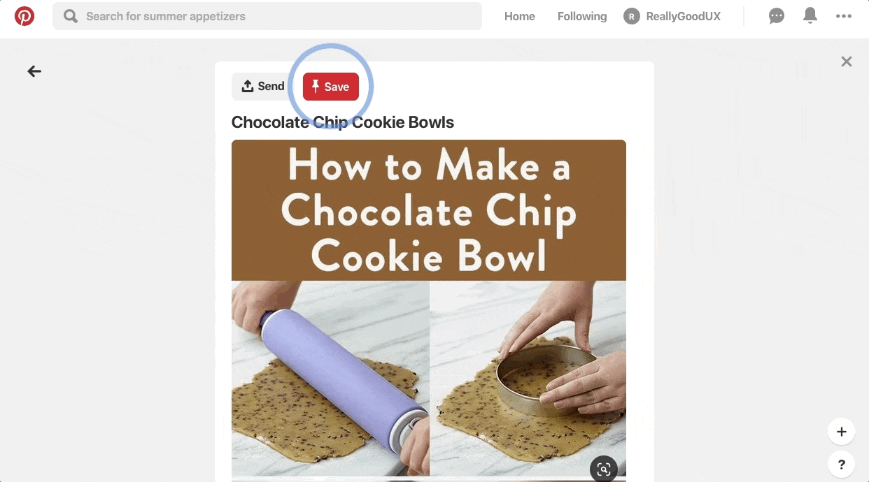pinterest user onboarding how to save pin with hotspot