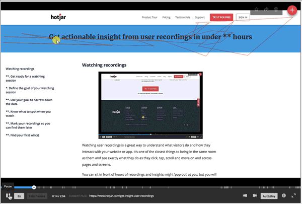 Hotjar customer onboarding software