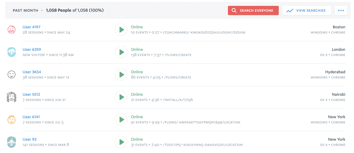 FullStory user flow