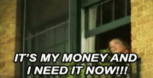 woman screaming it's my money and i need it now out a window gif