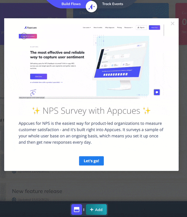 Appcues NPS survey tool capturing user feedback for product management