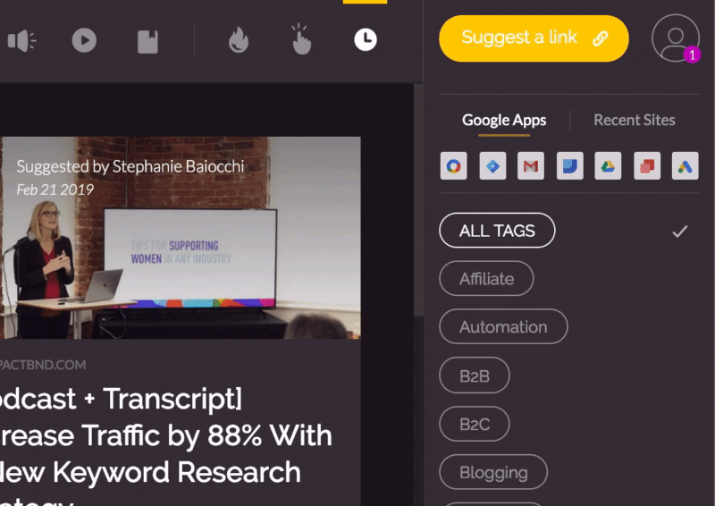 this is a gif image of an animated hotstpot and tooltip. this is an example of a fun ui pattern that is really good ux. it shows a green hotspot on a ui element that turns into tooltips with animations when the user clicks
