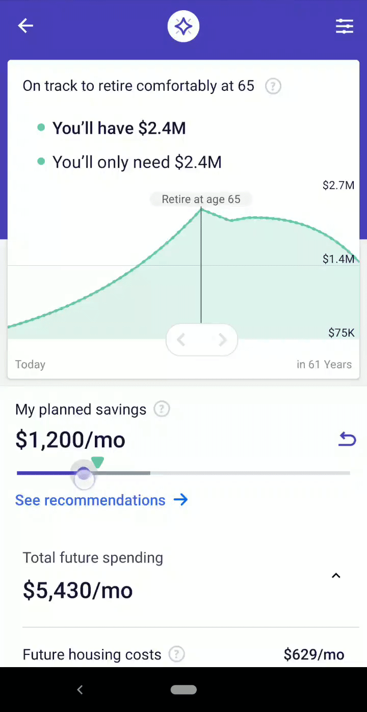 SaaS onboarding example from Wealthfront