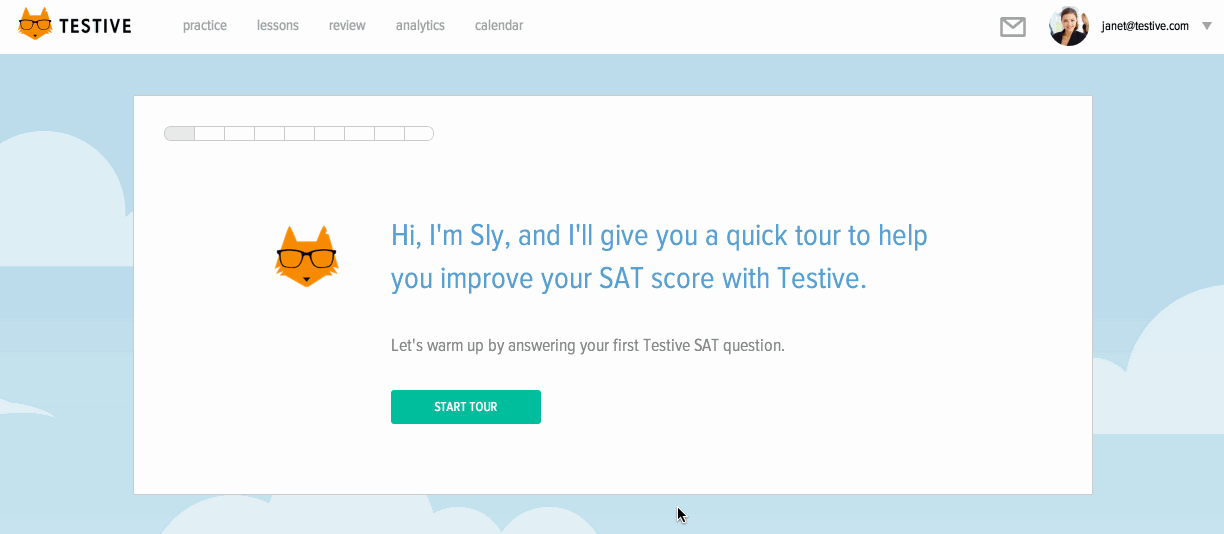 Testive's user onboarding wow moment