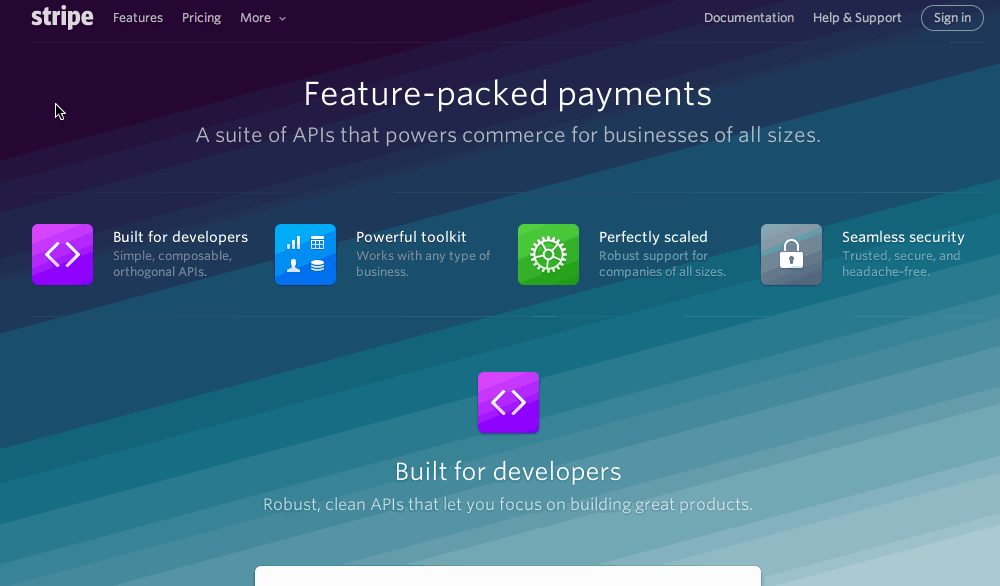 Stripe's user onboarding wow moment
