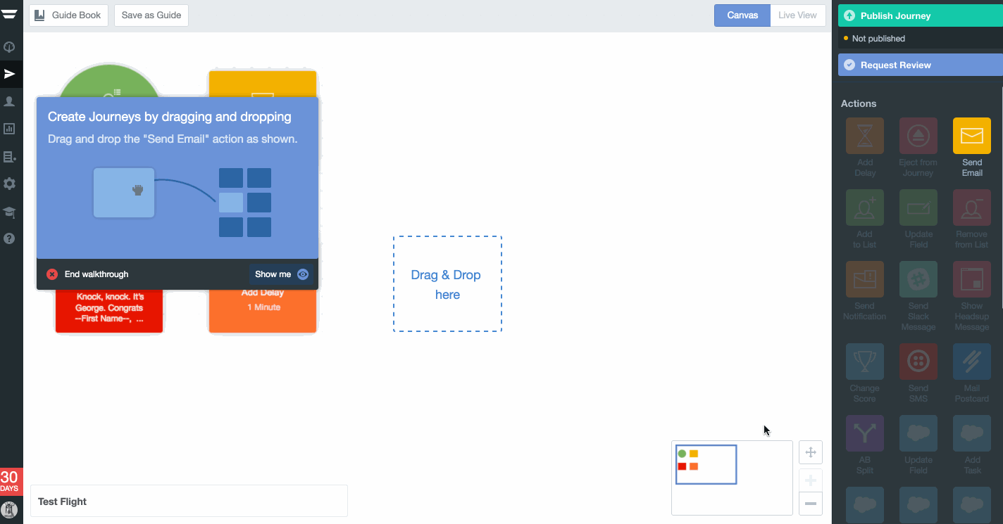 this is a gif image of autopilot dashboard with a user onboarding product tour walkthrough tooltip