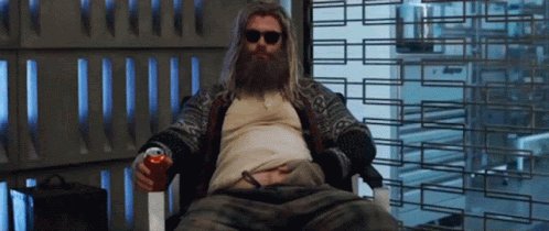 GIF of depressed Thor from Avengers Edgame