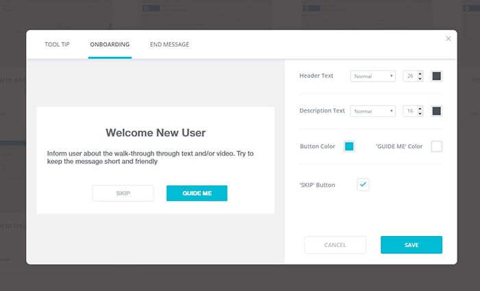 screen grab of whatfix user onboarding tool