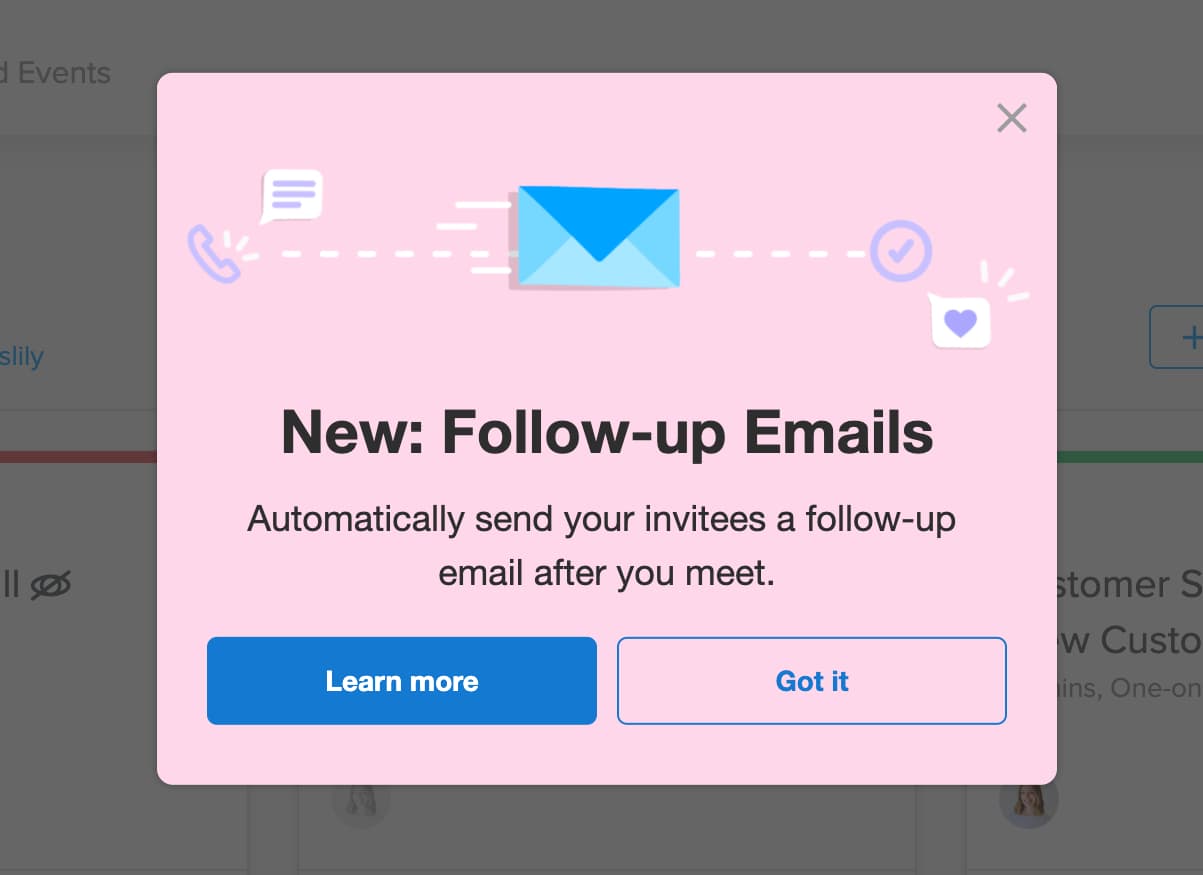 modal windows calendly