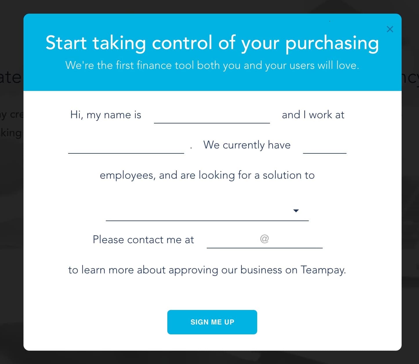 modal windows CTAs