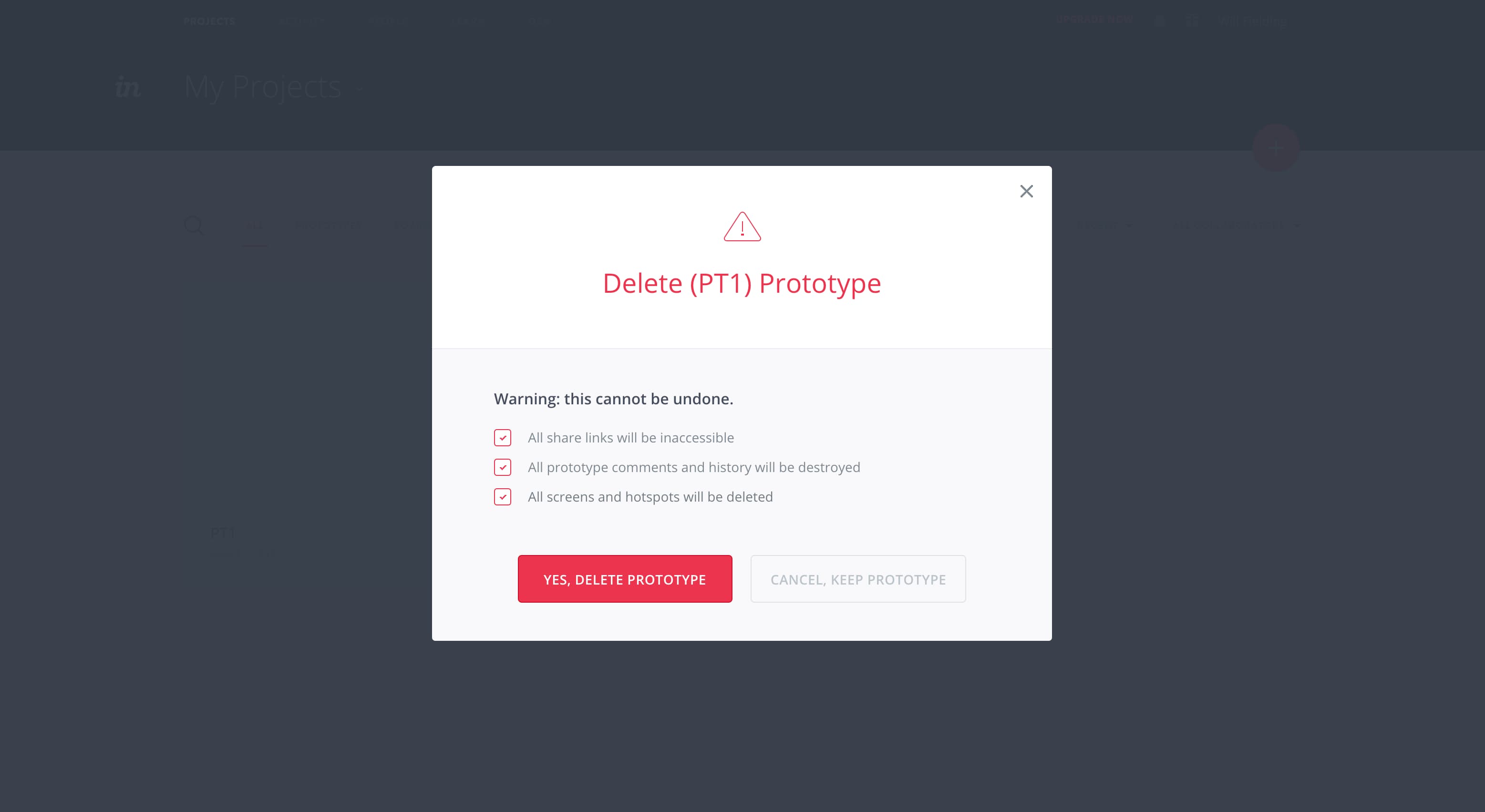 modal windows invision