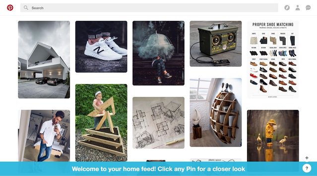 Pinterest's old welcome message banner to new users in 2017