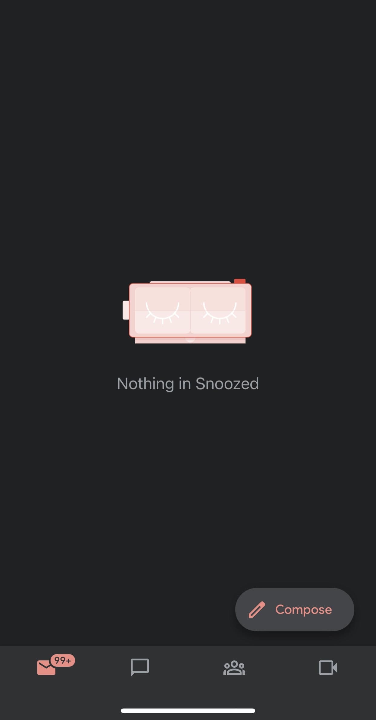 screengrab of empty gmail mobile inbox