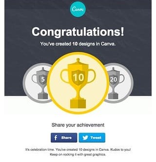 Canva increases its user retention rate by celebrating their successes