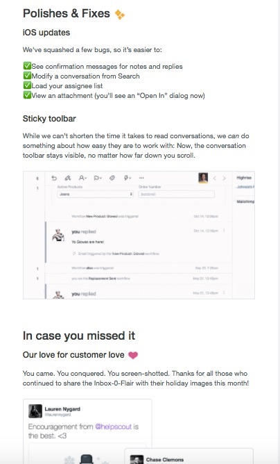 Helpscout product update email