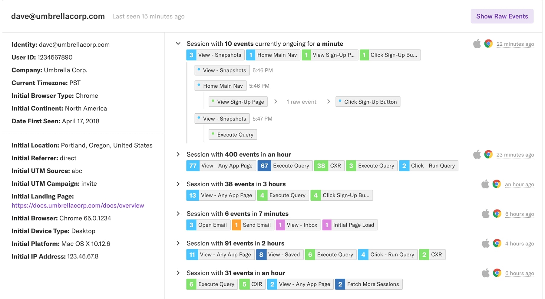 heap data analysis filters events