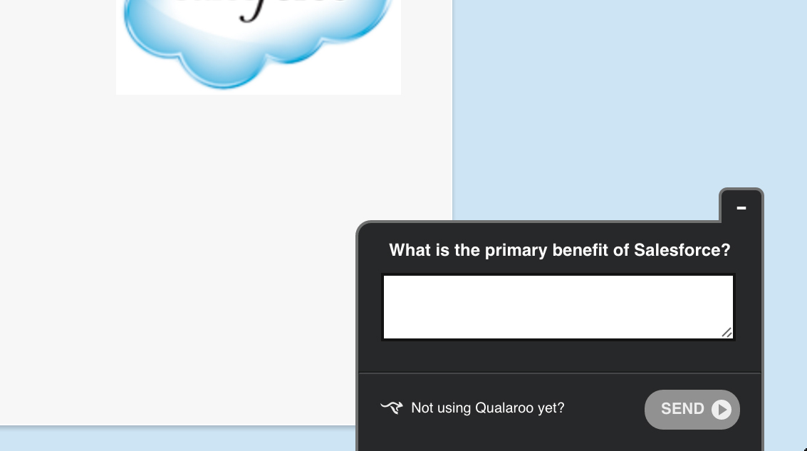 Salesforce open ended survey on product benefit