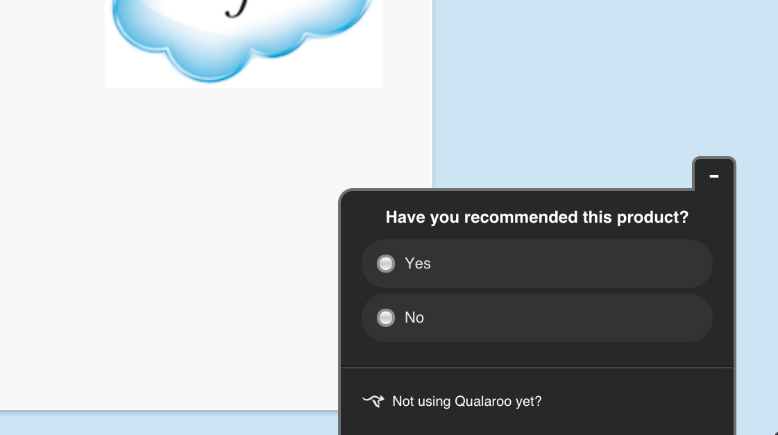 Have you recommended this product? in-app survey