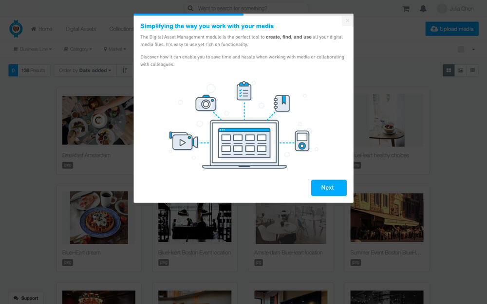 Bynder informational modal window