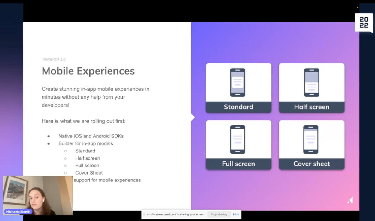 AX22 keynote of the Appcues mobile app