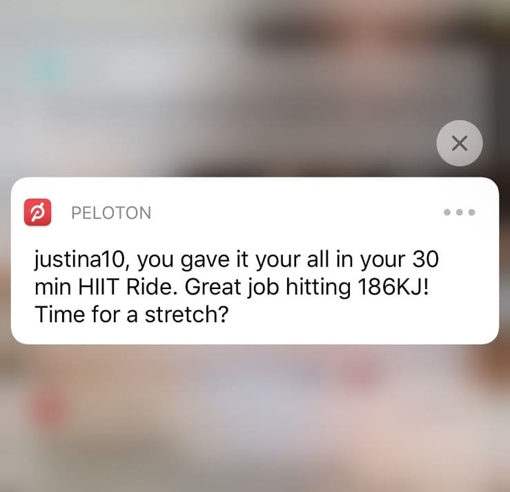 peloton push notification example