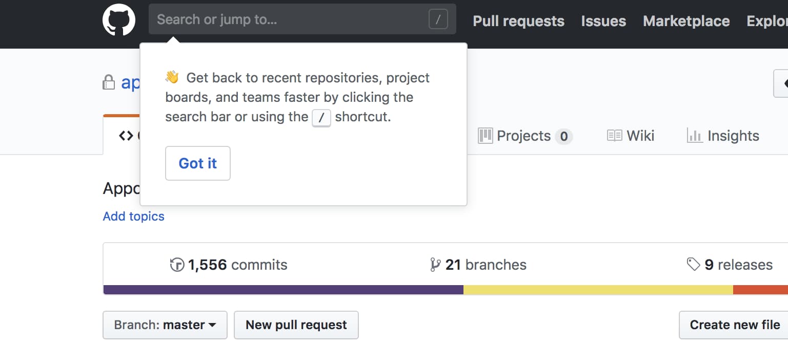 Github tooltip