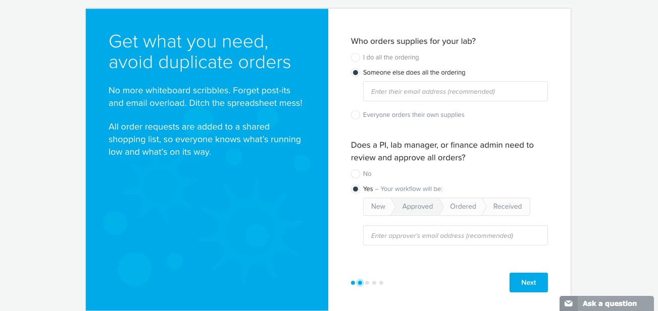 Quartzy user flow