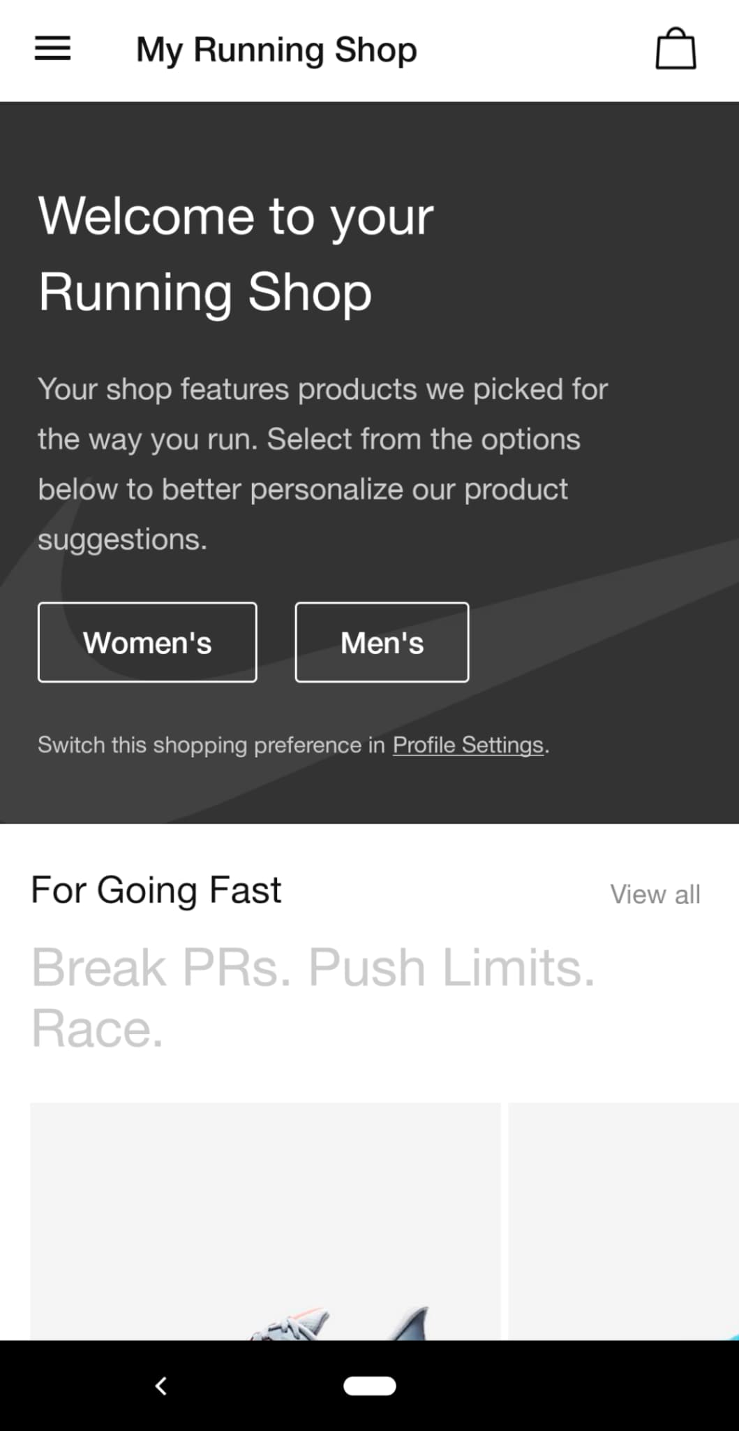Nike's app offers a personalized shopping experience