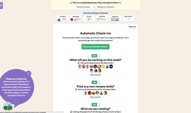 BaseCamp user onboarding