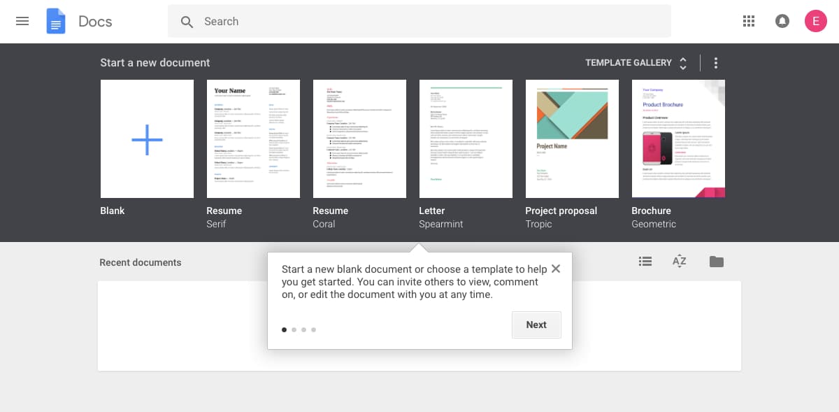onboarding ux  google docs