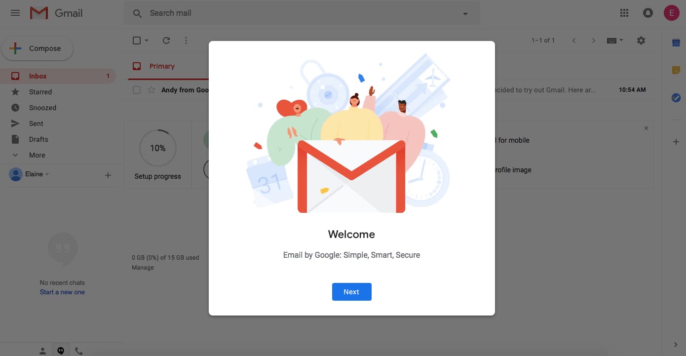 onboarding ux gmail welcome message
