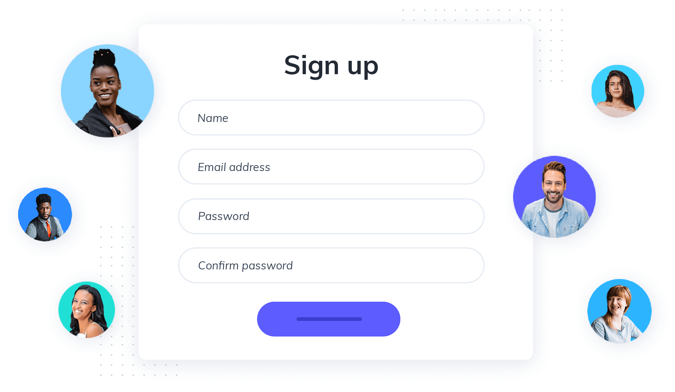 Image of a sign up screen with multiple users surrounding it