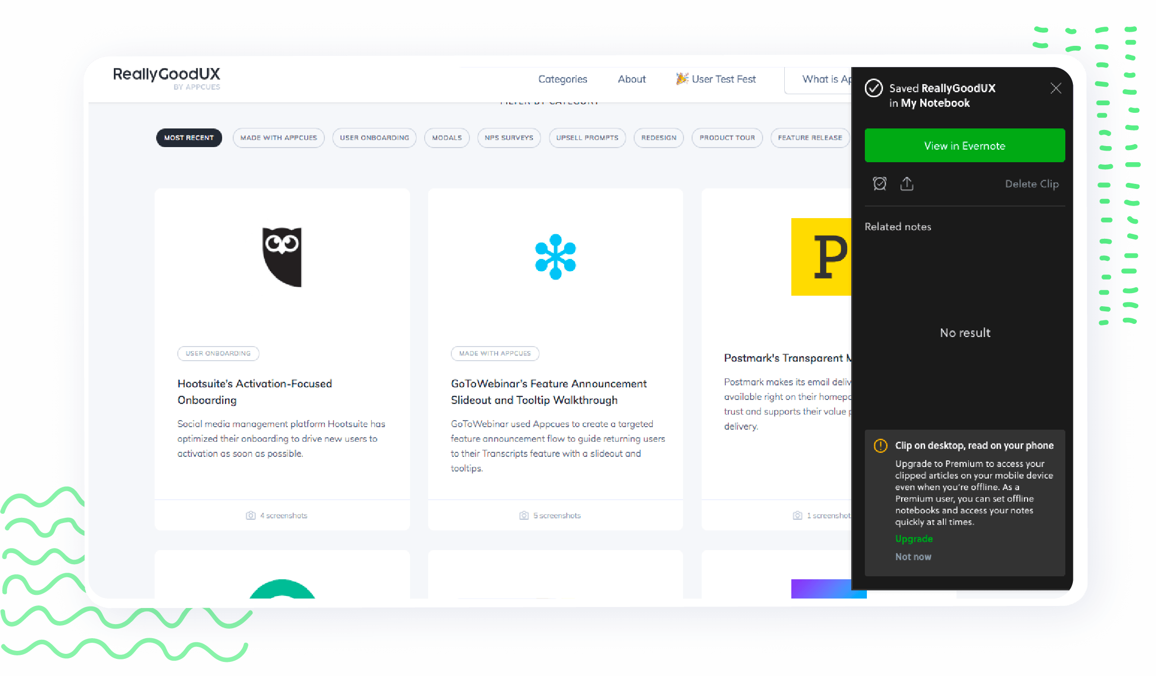 Evernote premium upsell