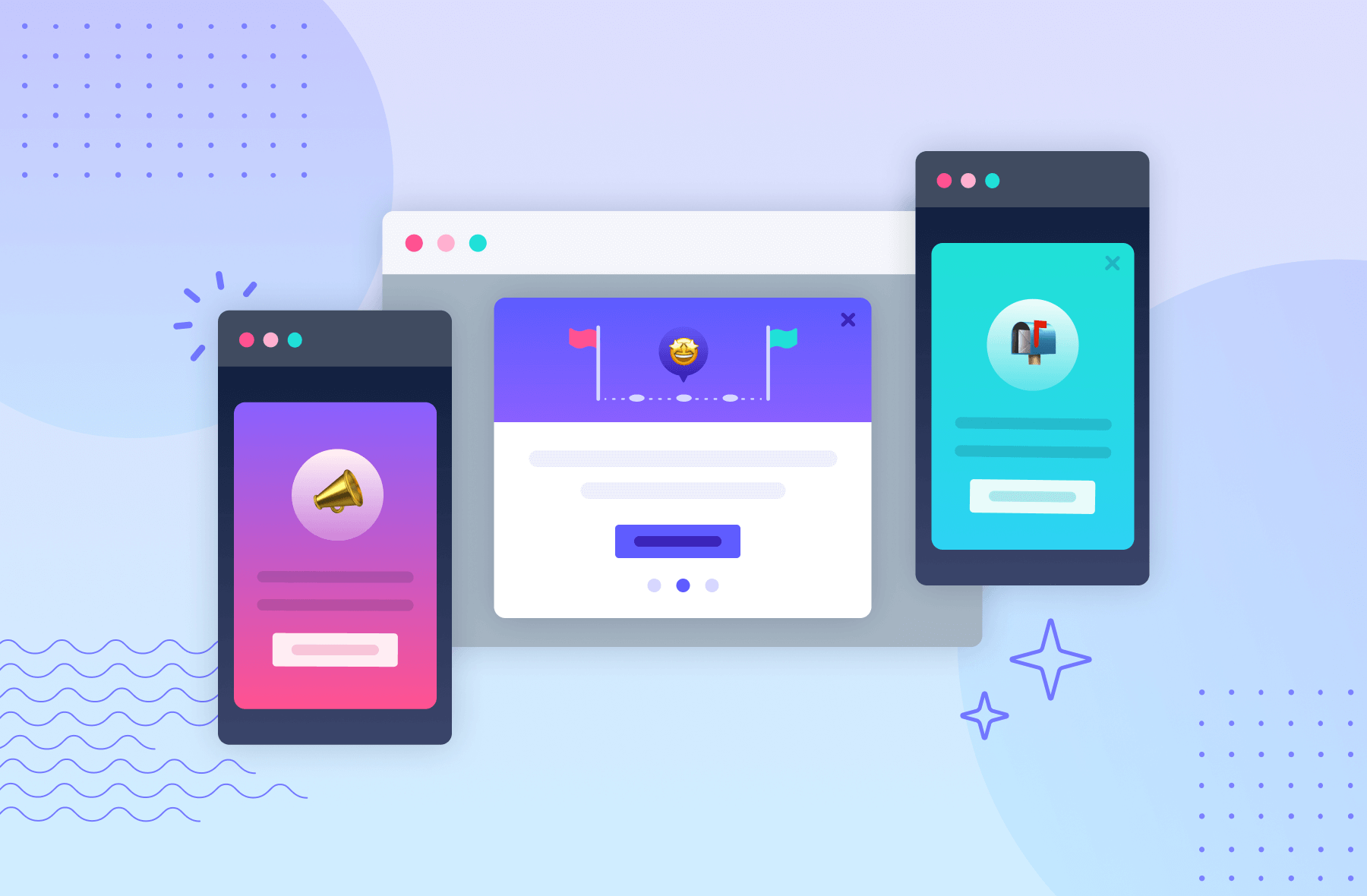modal windows on a tablet, desktop, and mobile phone