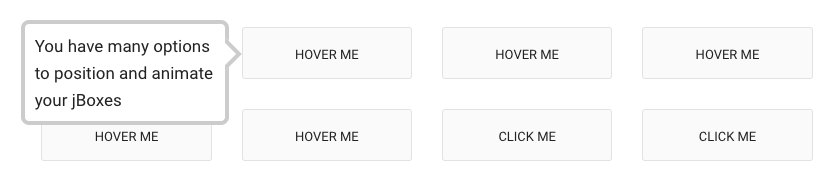 This is a screenshot of a tooltip that says "you have many options to position and animate your jboxes". This is a jquery tooltip plugin that is fully responsive.