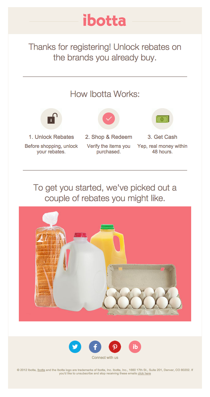 ibotta registration confirmation email example