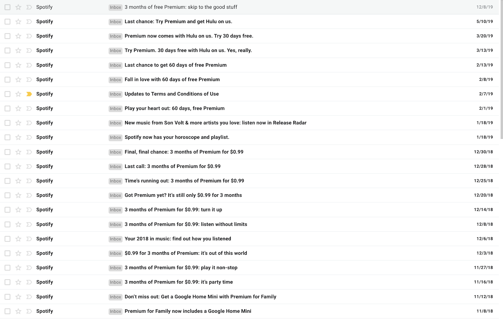 spotify persistent followup emails
