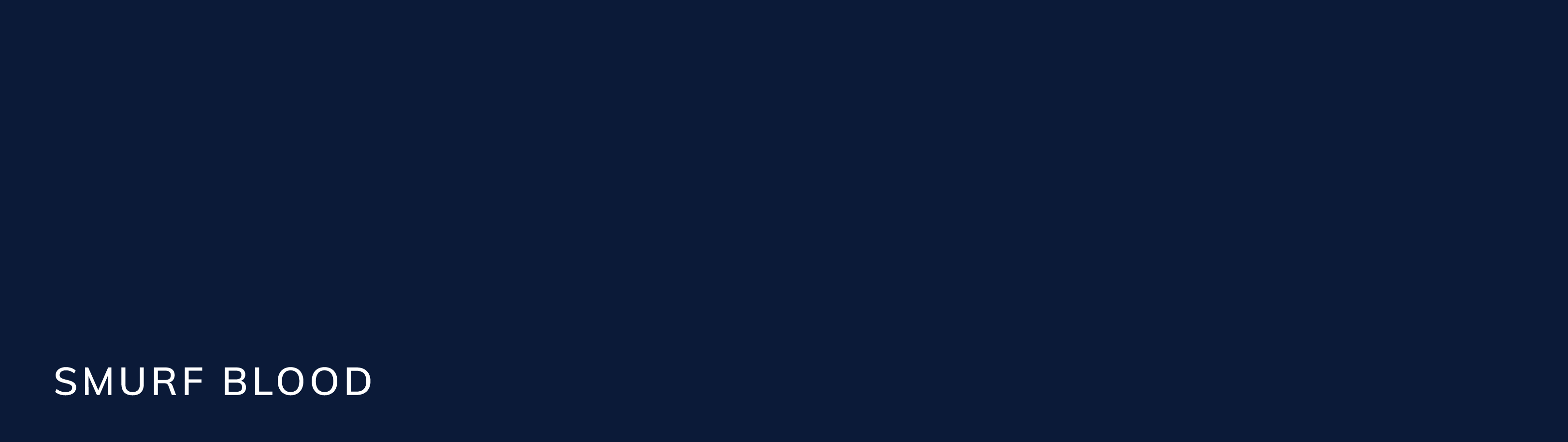 Another secondary brand color is this dark blue-black. It is avery deep, subdued navy that we call Smurf Blood.