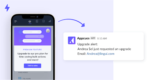 Appcues Zapier integration upgrade alert prompt