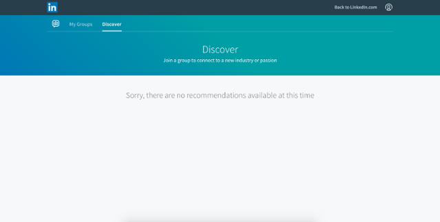LinkedIn's Groups feature's empty dashboard