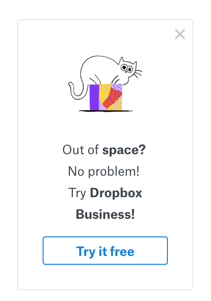 dropbox business upgrade prompt design
