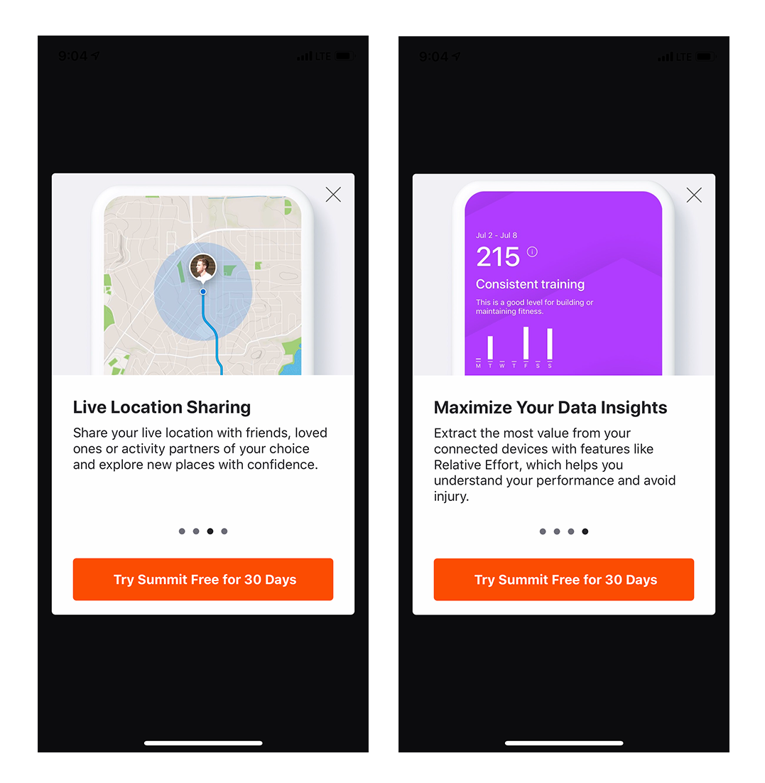 strava running cycling app mobile onboarding intro screens 2