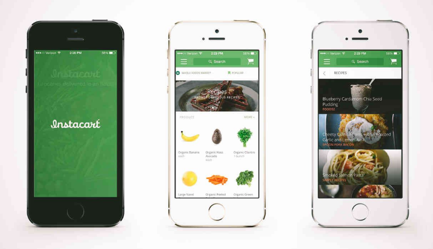 3 images of instacart's UI