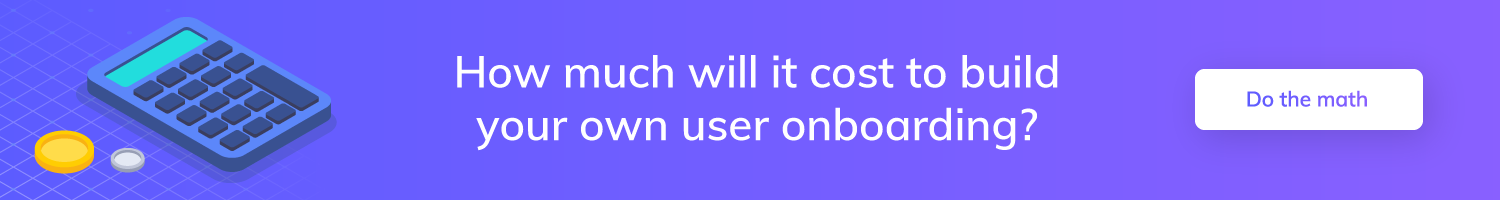 Click here to calculate the cost of user onboarding. This is a CTA banner that reads: "how much will it cost to build your own user onboarding" with a button that says "do the math"