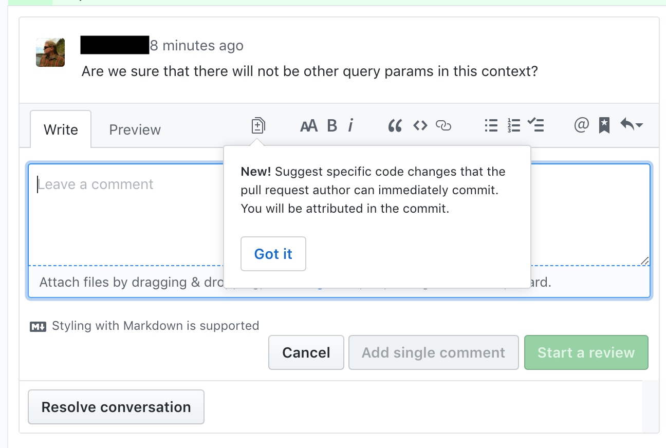 gitub in-app message tooltip hint for a new feature